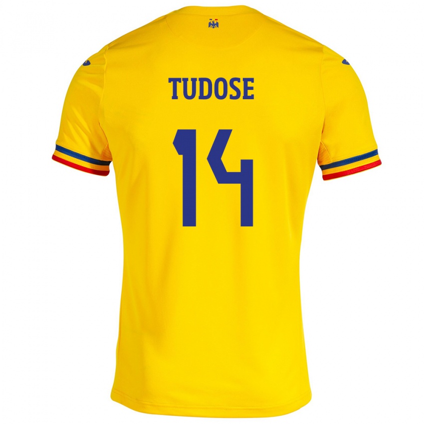 Kinder Rumänische Mario Tudose #14 Gelb Heimtrikot Trikot 24-26 T-Shirt Schweiz