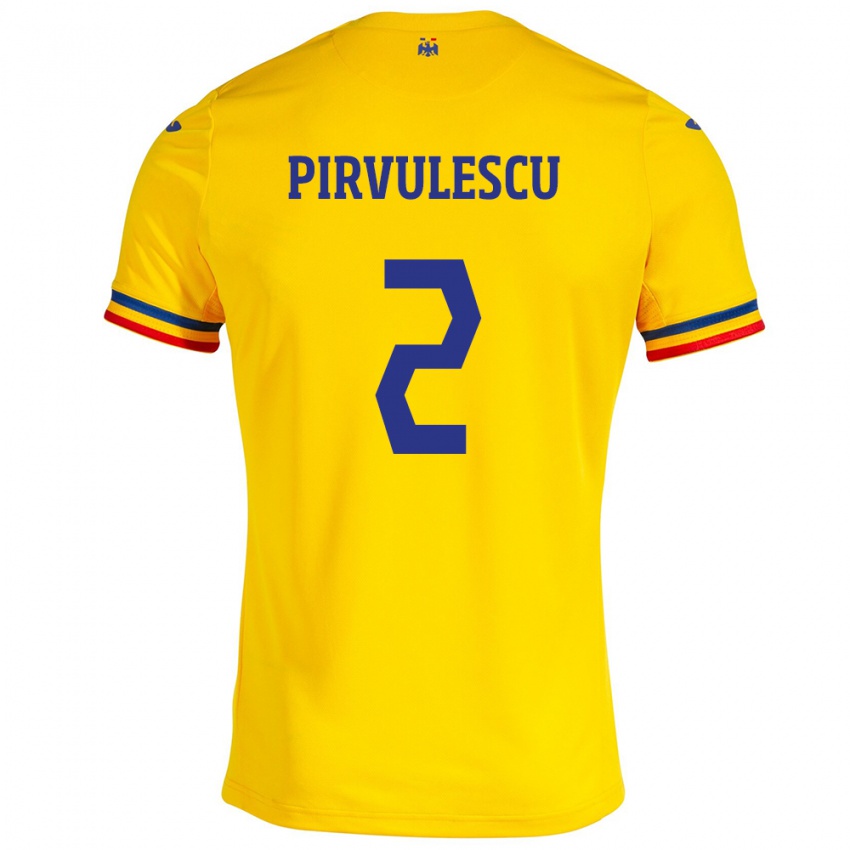 Kinder Rumänische Sergiu Pîrvulescu #2 Gelb Heimtrikot Trikot 24-26 T-Shirt Schweiz