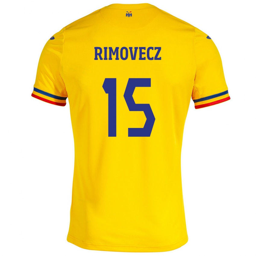 Kinder Rumänische Sergiu Rimovecz #15 Gelb Heimtrikot Trikot 24-26 T-Shirt Schweiz