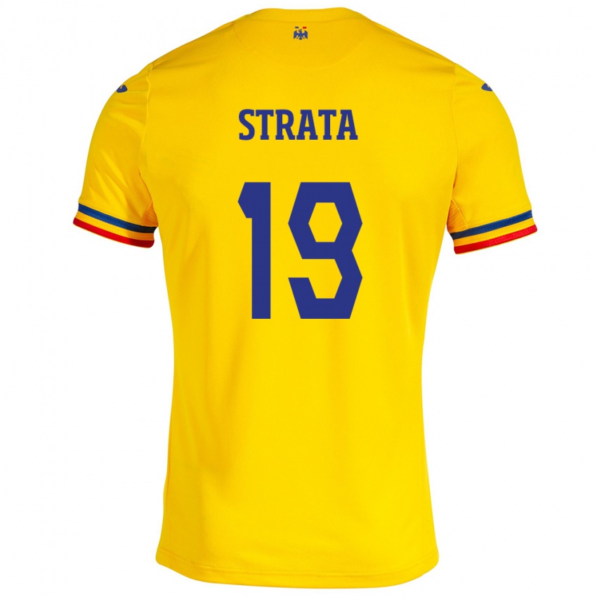 Kinder Rumänische Tony Strata #19 Gelb Heimtrikot Trikot 24-26 T-Shirt Schweiz