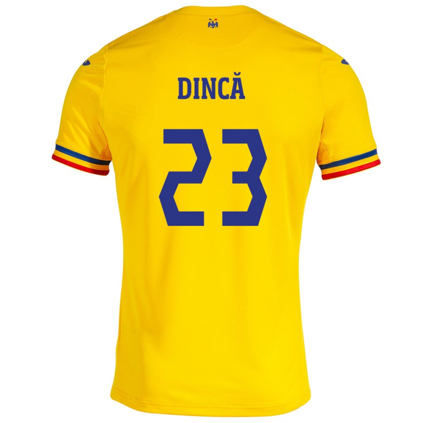 Kinder Rumänische David Dincă #23 Gelb Heimtrikot Trikot 24-26 T-Shirt Schweiz