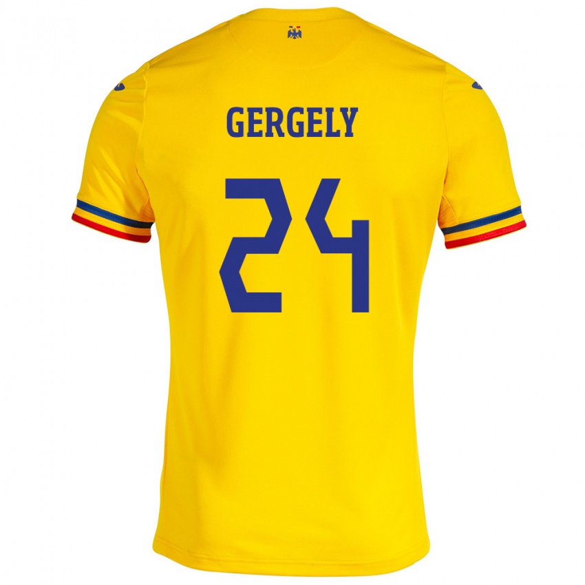 Kinder Rumänische Botond Gergely #24 Gelb Heimtrikot Trikot 24-26 T-Shirt Schweiz