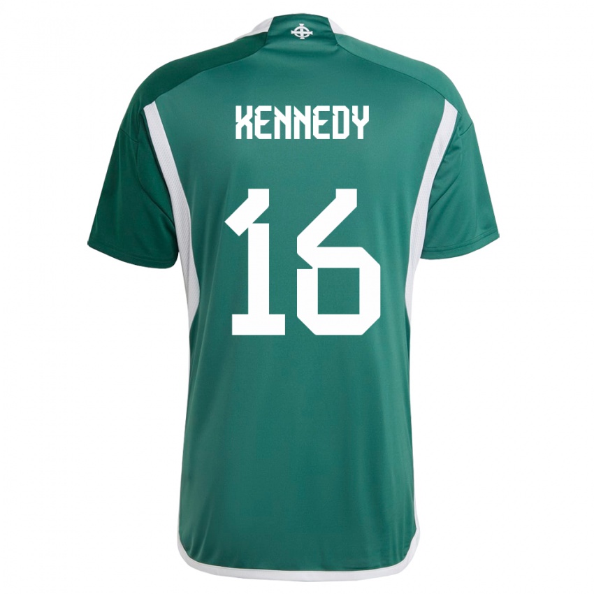 Enfant Maillot Irlande Du Nord Matty Kennedy #16 Vert Tenues Domicile 24-26 T-Shirt Suisse