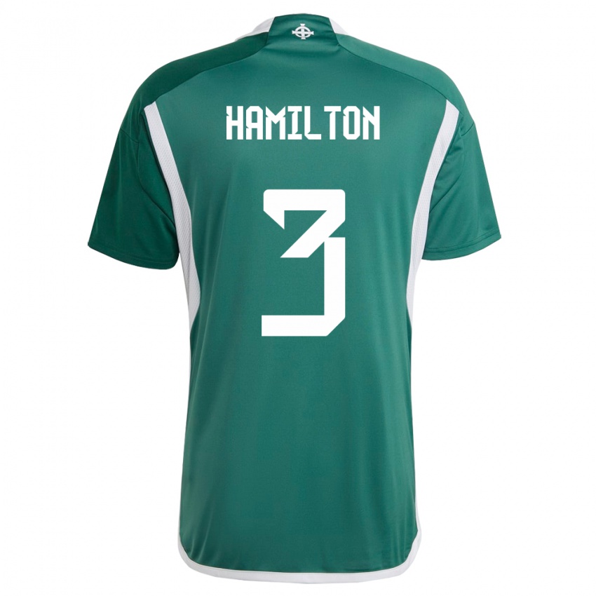 Enfant Maillot Irlande Du Nord Brendan Hamilton #3 Vert Tenues Domicile 24-26 T-Shirt Suisse
