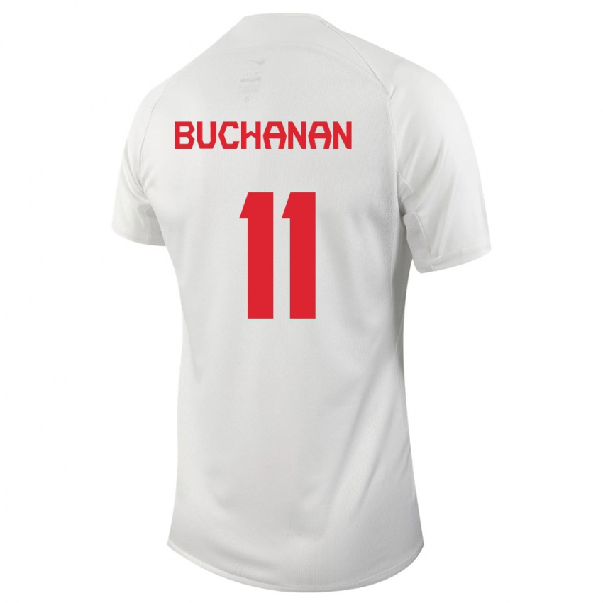 Enfant Maillot Canada Tajon Buchanan #11 Blanc Tenues Extérieur 24-26 T-Shirt Suisse