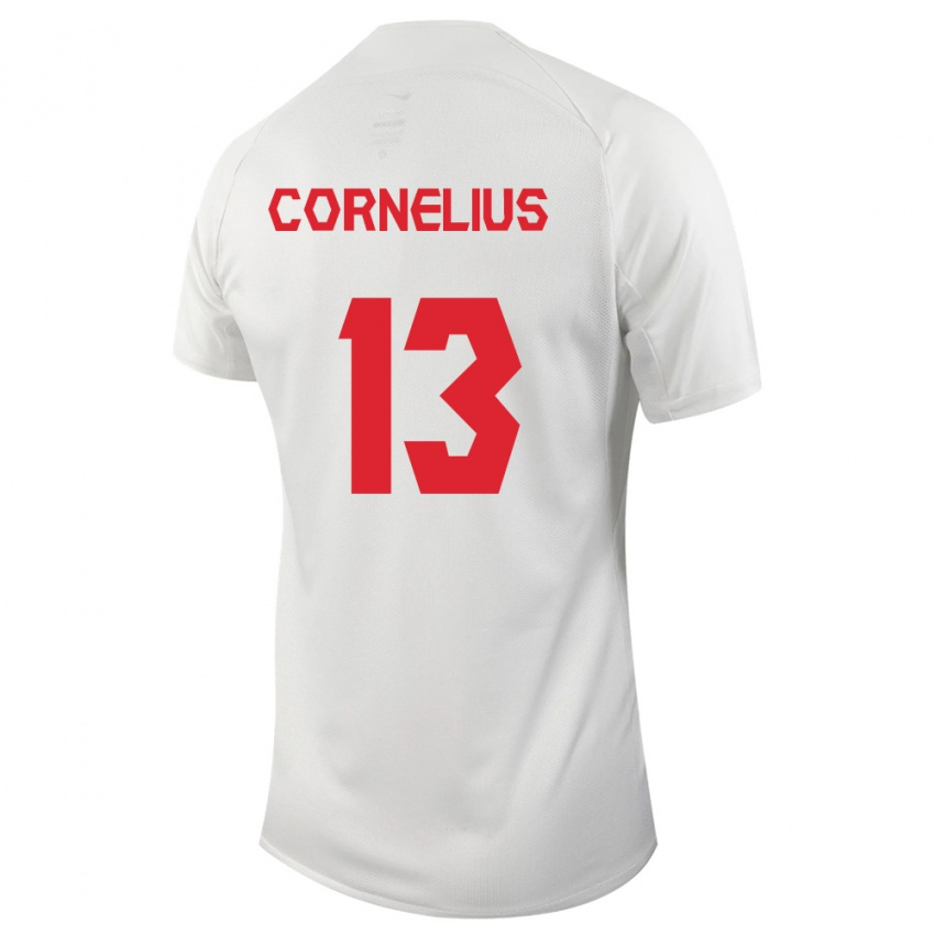 Enfant Maillot Canada Derek Cornelius #13 Blanc Tenues Extérieur 24-26 T-Shirt Suisse
