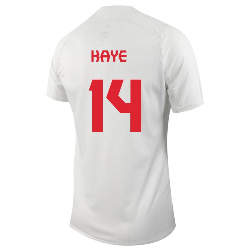 Enfant Maillot Canada Mark Anthony Kaye #14 Blanc Tenues Extérieur 24-26 T-Shirt Suisse