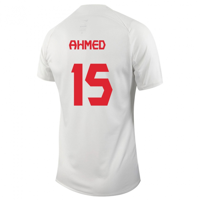 Enfant Maillot Canada Ali Ahmed #15 Blanc Tenues Extérieur 24-26 T-Shirt Suisse