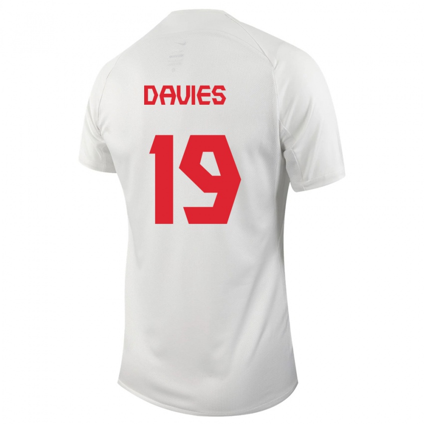 Enfant Maillot Canada Alphonso Davies #19 Blanc Tenues Extérieur 24-26 T-Shirt Suisse
