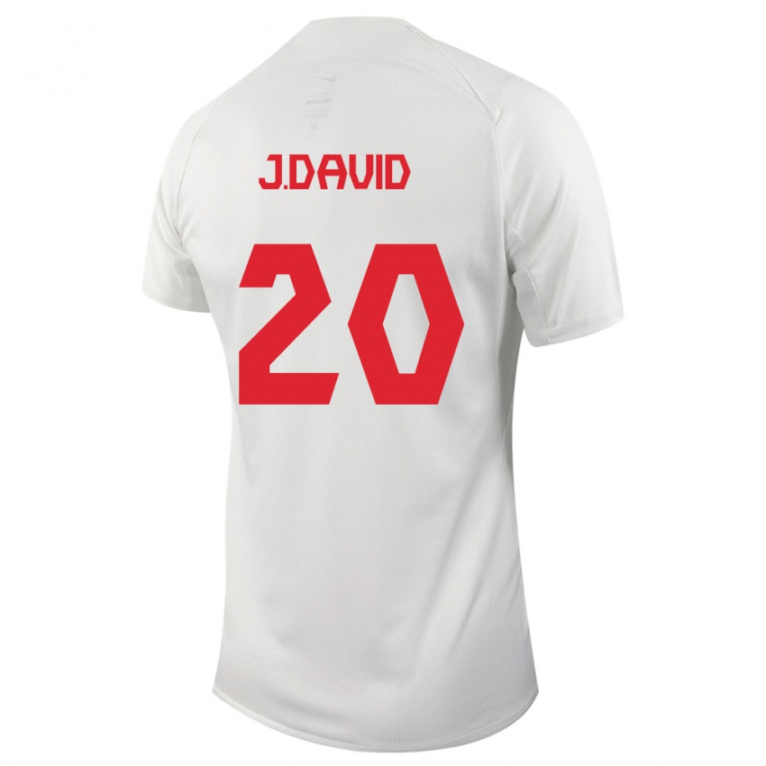 Enfant Maillot Canada Jonathan David #20 Blanc Tenues Extérieur 24-26 T-Shirt Suisse