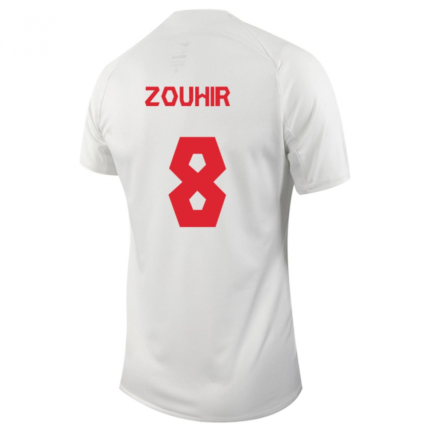 Enfant Maillot Canada Rida Zouhir #8 Blanc Tenues Extérieur 24-26 T-Shirt Suisse