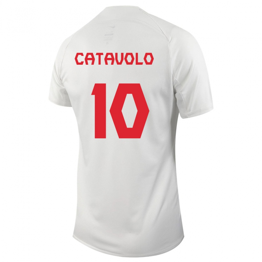 Enfant Maillot Canada Matthew Catavolo #10 Blanc Tenues Extérieur 24-26 T-Shirt Suisse