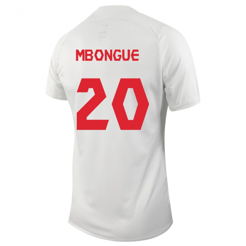 Enfant Maillot Canada Hugo Mbongue #20 Blanc Tenues Extérieur 24-26 T-Shirt Suisse