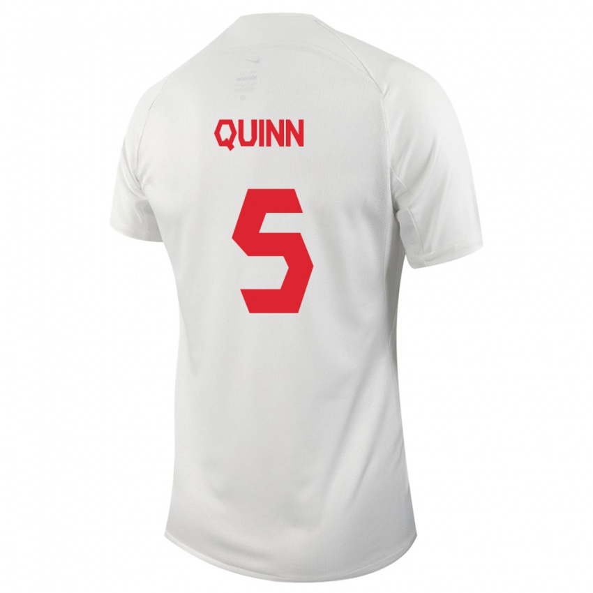 Enfant Maillot Canada Quinn #5 Blanc Tenues Extérieur 24-26 T-Shirt Suisse