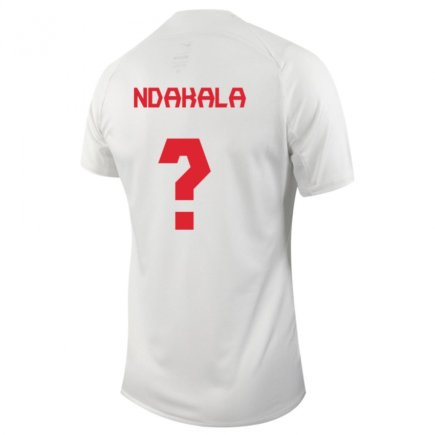 Enfant Maillot Canada Joshue Ndakala #0 Blanc Tenues Extérieur 24-26 T-Shirt Suisse