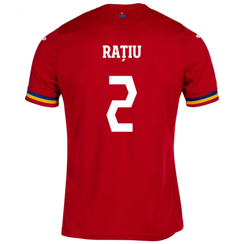 Enfant Maillot Roumanie Andrei Rațiu #2 Rouge Tenues Extérieur 24-26 T-Shirt Suisse