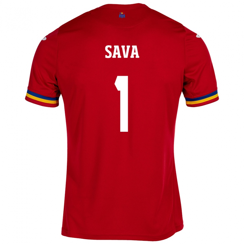 Enfant Maillot Roumanie Răzvan Sava #1 Rouge Tenues Extérieur 24-26 T-Shirt Suisse