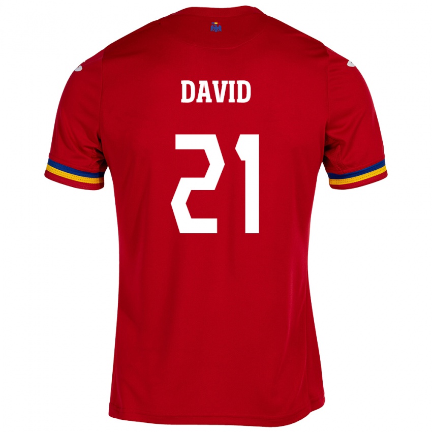 Kinder Rumänische Gabriel David #21 Rot Auswärtstrikot Trikot 24-26 T-Shirt Schweiz