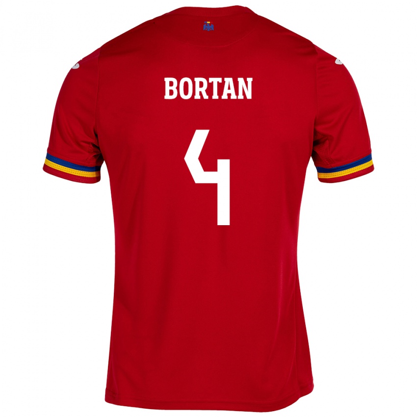 Kinder Rumänische Ioana Bortan #4 Rot Auswärtstrikot Trikot 24-26 T-Shirt Schweiz