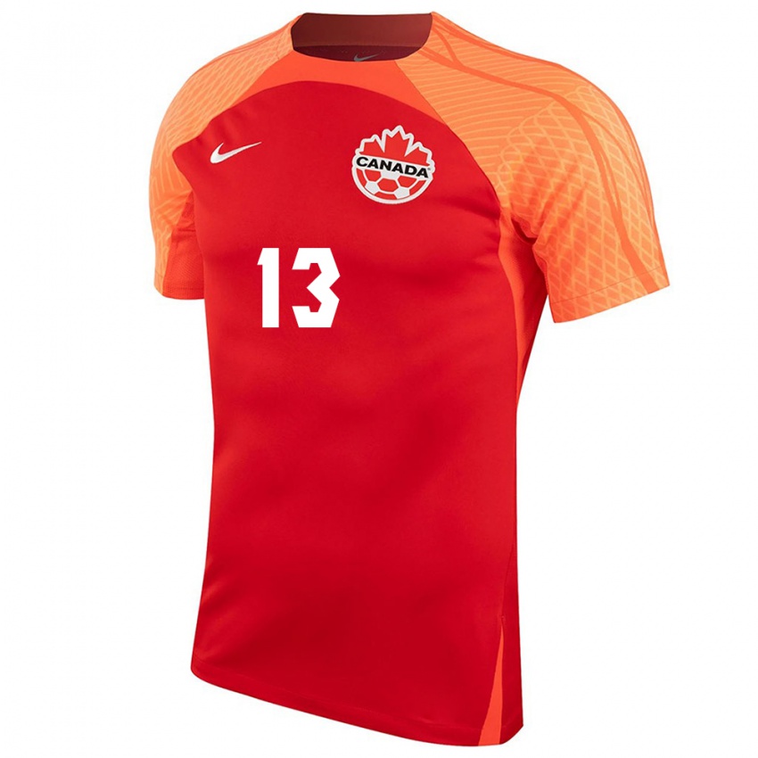 Homme Maillot Canada Derek Cornelius #13 Orange Tenues Domicile 24-26 T-Shirt Suisse