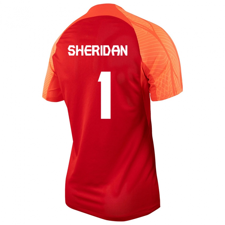Homme Maillot Canada Kailen Sheridan #1 Orange Tenues Domicile 24-26 T-Shirt Suisse