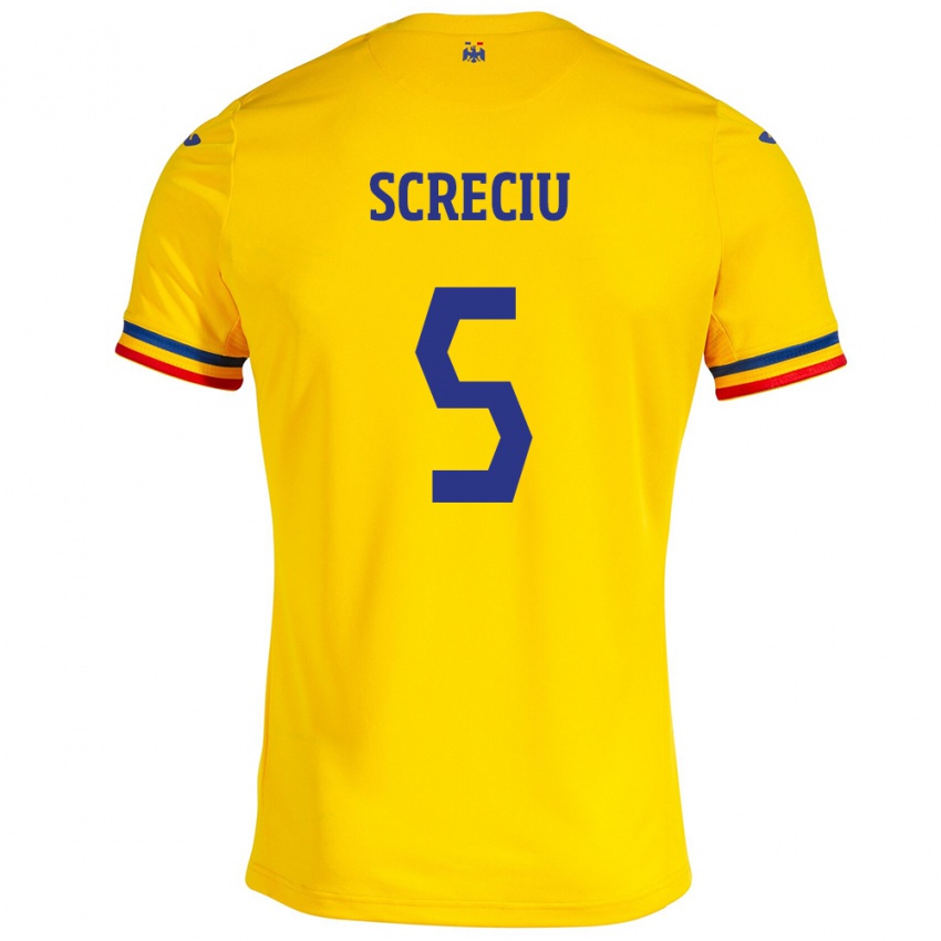 Herren Rumänische Vladimir Screciu #5 Gelb Heimtrikot Trikot 24-26 T-Shirt Schweiz