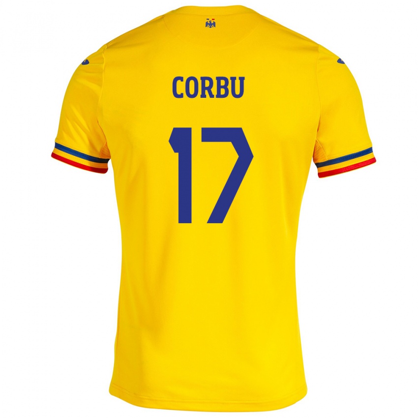 Herren Rumänische Marius Corbu #17 Gelb Heimtrikot Trikot 24-26 T-Shirt Schweiz