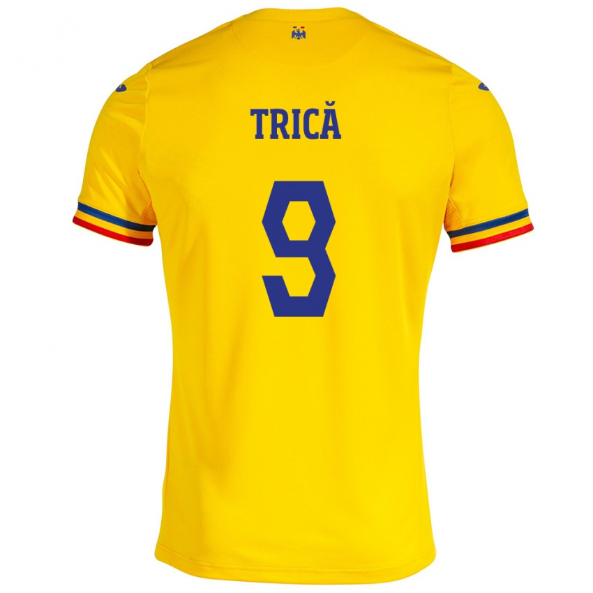 Herren Rumänische Atanas Trică #9 Gelb Heimtrikot Trikot 24-26 T-Shirt Schweiz