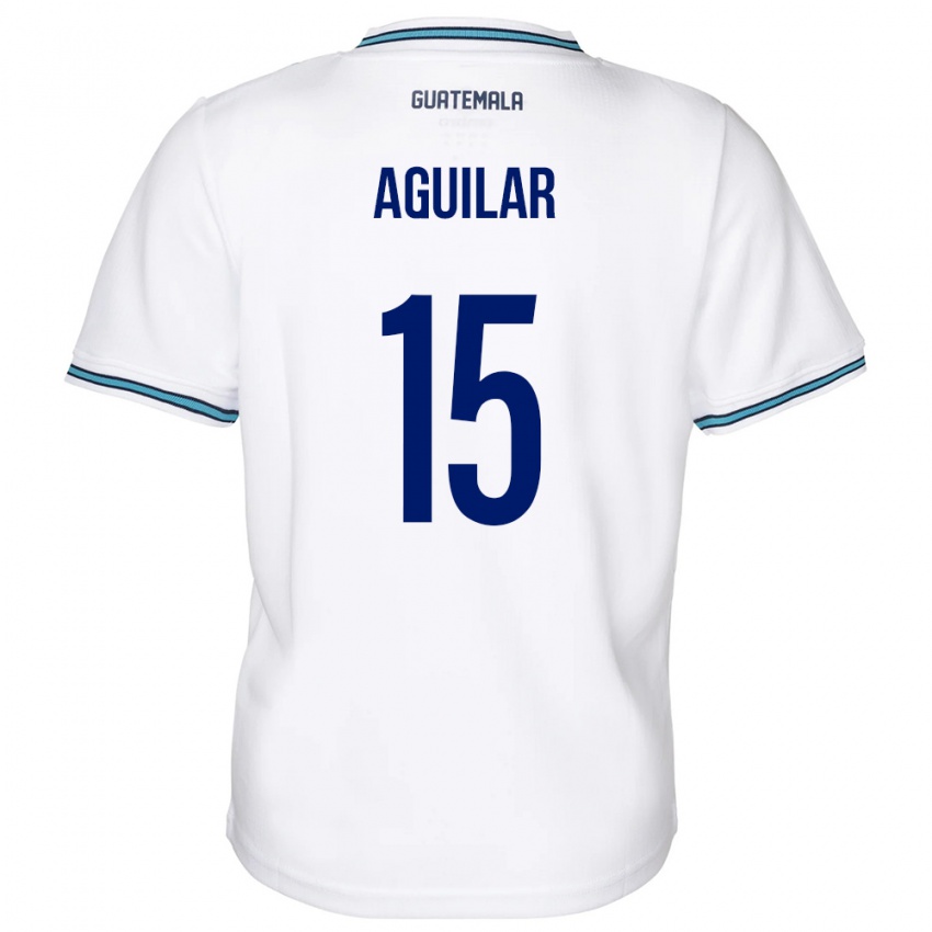 Homme Maillot Guatemala Carlos Aguilar #15 Blanc Tenues Domicile 24-26 T-Shirt Suisse
