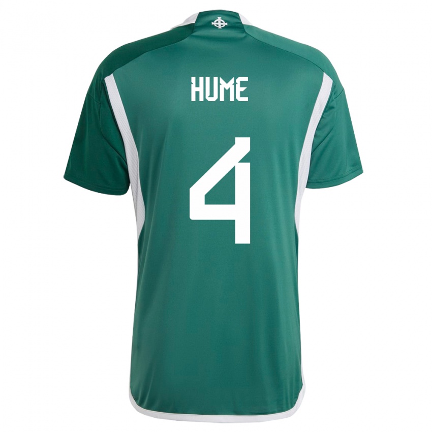 Homme Maillot Irlande Du Nord Trai Hume #4 Vert Tenues Domicile 24-26 T-Shirt Suisse