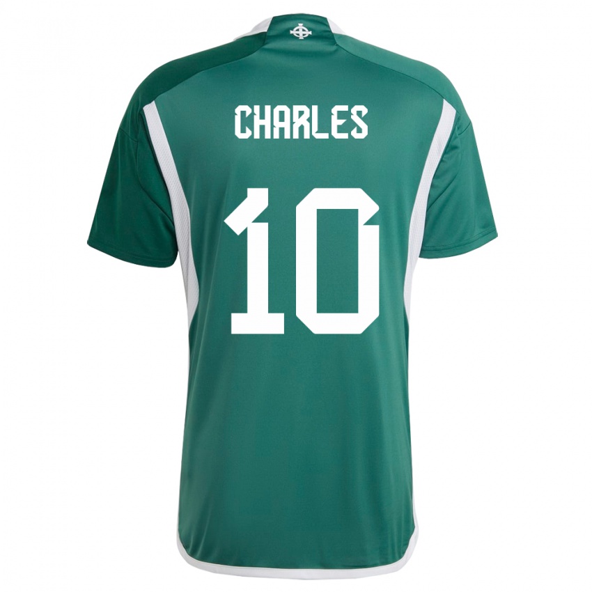 Homme Maillot Irlande Du Nord Dion Charles #10 Vert Tenues Domicile 24-26 T-Shirt Suisse