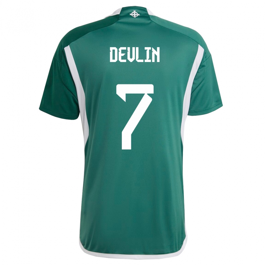 Herren Nordirland Terry Devlin #7 Grün Heimtrikot Trikot 24-26 T-Shirt Schweiz