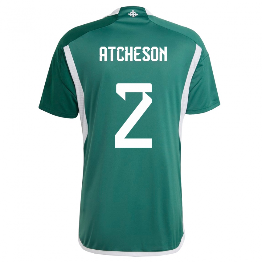 Homme Maillot Irlande Du Nord Tom Atcheson #2 Vert Tenues Domicile 24-26 T-Shirt Suisse