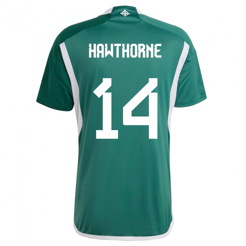Homme Maillot Irlande Du Nord Keevan Hawthorne #14 Vert Tenues Domicile 24-26 T-Shirt Suisse