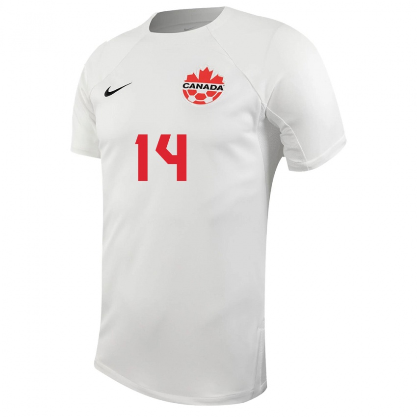 Homme Maillot Canada Mark Anthony Kaye #14 Blanc Tenues Extérieur 24-26 T-Shirt Suisse