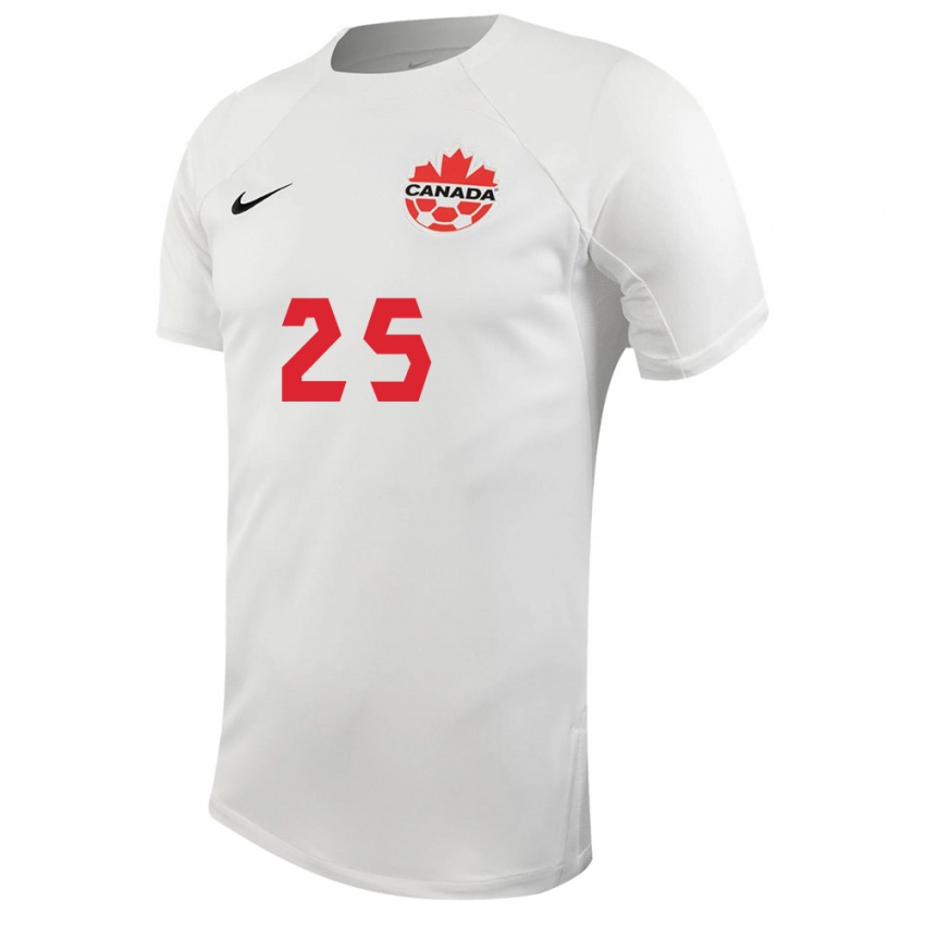 Homme Maillot Canada Theo Corbeanu #25 Blanc Tenues Extérieur 24-26 T-Shirt Suisse