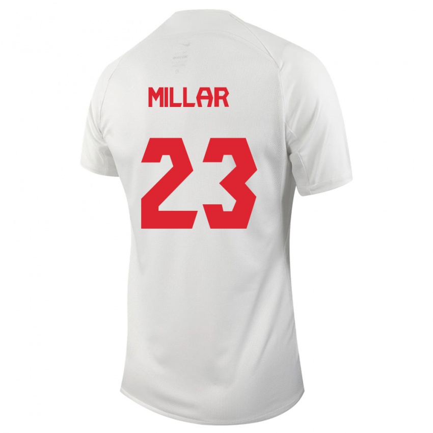 Homme Maillot Canada Liam Millar #23 Blanc Tenues Extérieur 24-26 T-Shirt Suisse