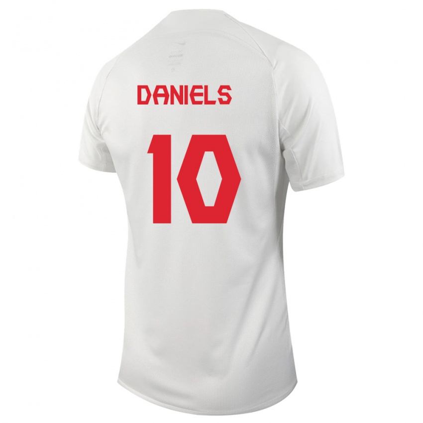 Homme Maillot Canada Aidan Daniels #10 Blanc Tenues Extérieur 24-26 T-Shirt Suisse