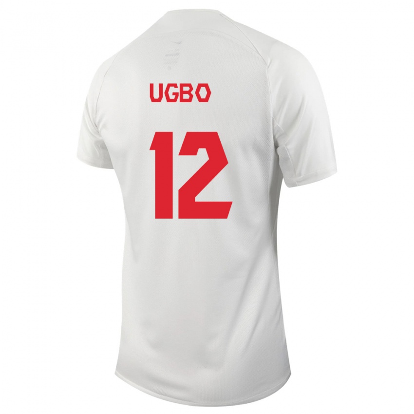 Homme Maillot Canada Ike Ugbo #12 Blanc Tenues Extérieur 24-26 T-Shirt Suisse