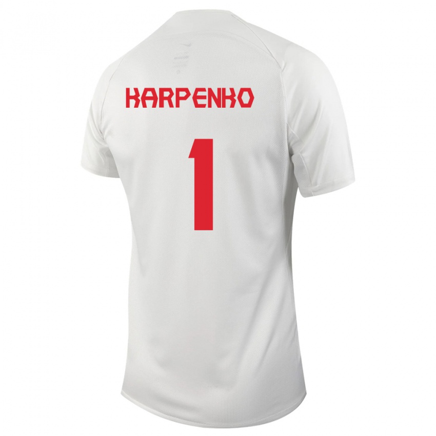 Homme Maillot Canada Anna Karpenko #1 Blanc Tenues Extérieur 24-26 T-Shirt Suisse