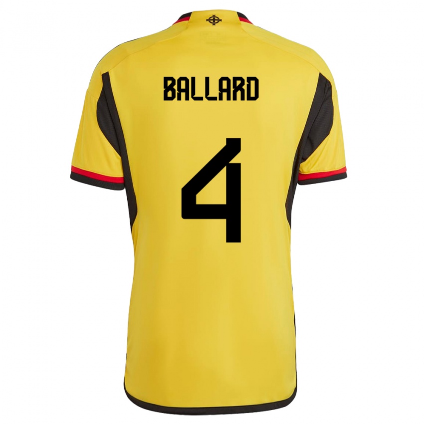Herren Nordirland Daniel Ballard #4 Weiß Auswärtstrikot Trikot 24-26 T-Shirt Schweiz