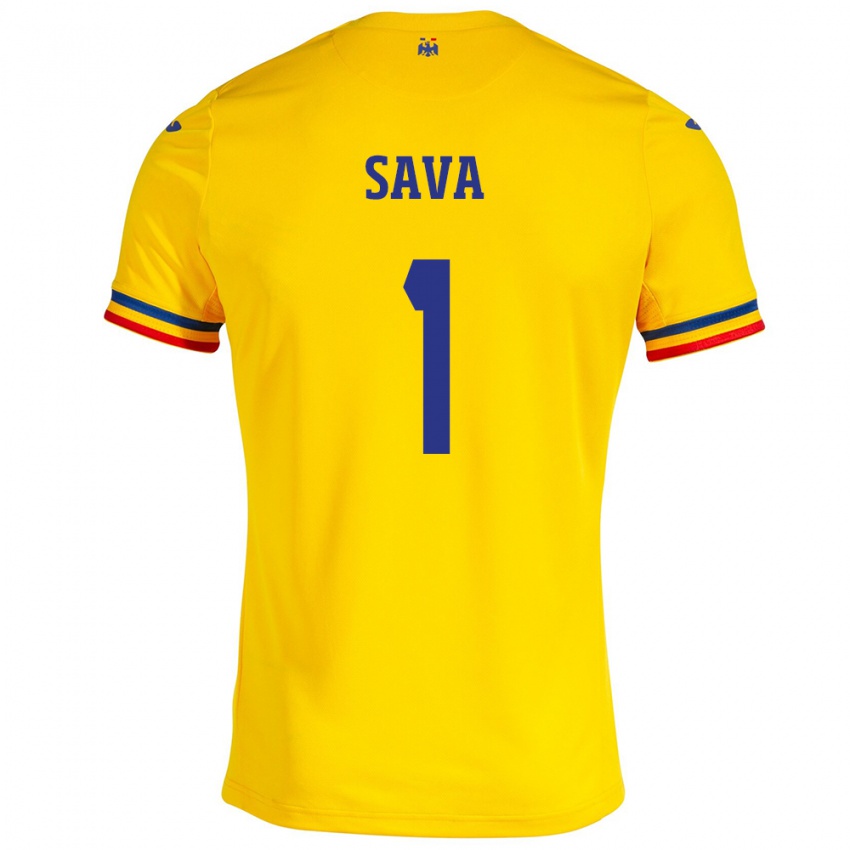 Damen Rumänische Răzvan Sava #1 Gelb Heimtrikot Trikot 24-26 T-Shirt Schweiz