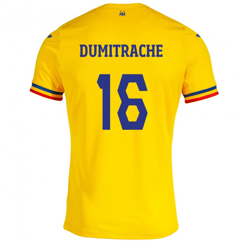 Damen Rumänische Valentin Dumitrache #16 Gelb Heimtrikot Trikot 24-26 T-Shirt Schweiz