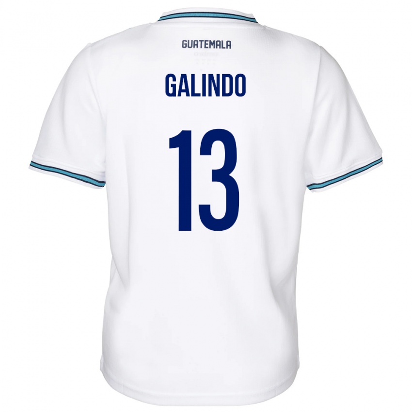 Femme Maillot Guatemala Alejandro Galindo #13 Blanc Tenues Domicile 24-26 T-Shirt Suisse