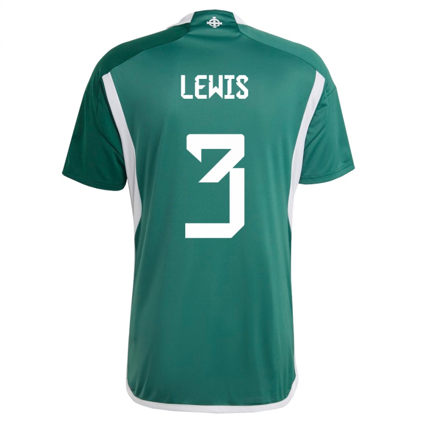 Femme Maillot Irlande Du Nord Jamal Lewis #3 Vert Tenues Domicile 24-26 T-Shirt Suisse