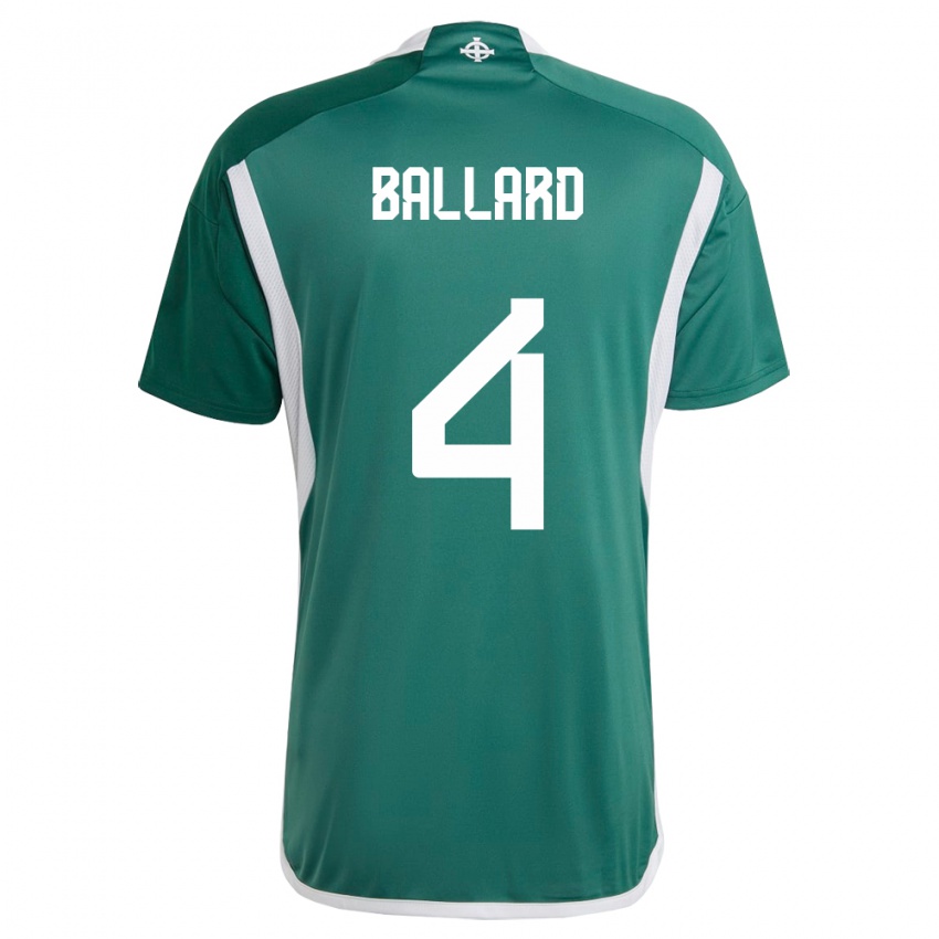 Damen Nordirland Daniel Ballard #4 Grün Heimtrikot Trikot 24-26 T-Shirt Schweiz