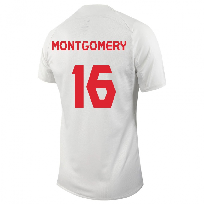 Femme Maillot Canada Callum Montgomery #16 Blanc Tenues Extérieur 24-26 T-Shirt Suisse