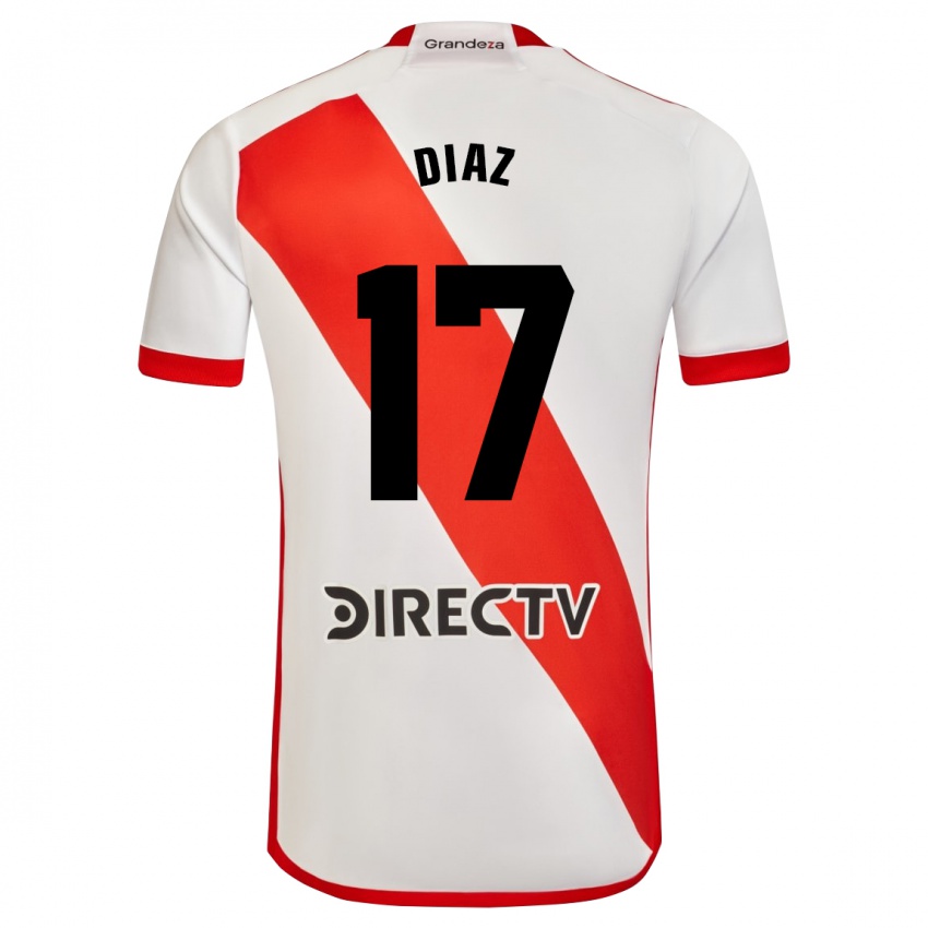 Enfant Maillot Paulo Diaz #17 Blanc Rouge Tenues Domicile 2023/24 T-Shirt Suisse