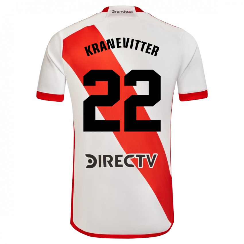 Enfant Maillot Matías Kranevitter #22 Blanc Rouge Tenues Domicile 2023/24 T-Shirt Suisse
