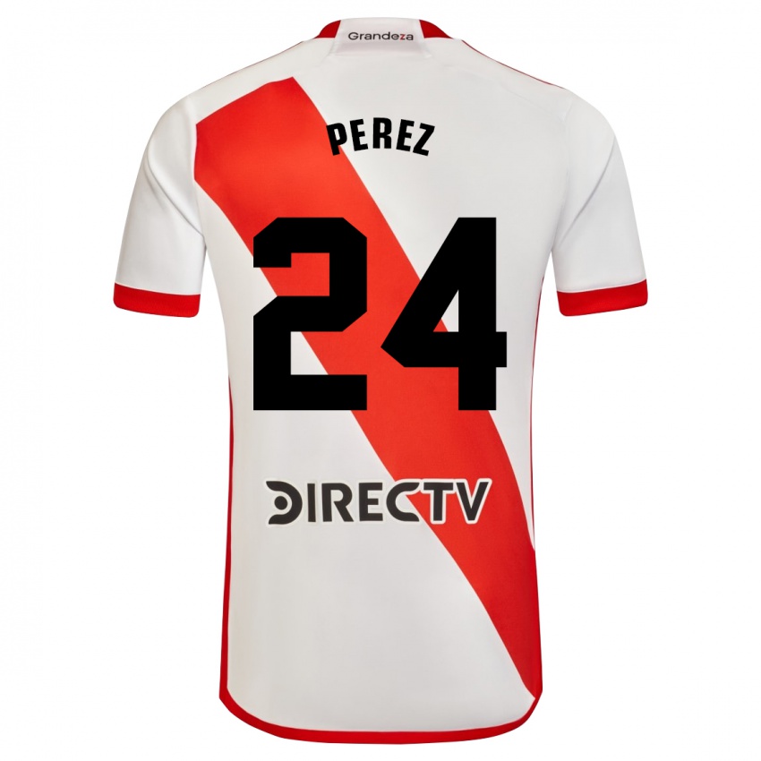 Enfant Maillot Enzo Perez #24 Blanc Rouge Tenues Domicile 2023/24 T-Shirt Suisse